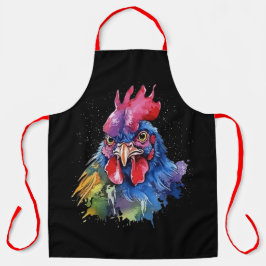 Country Rooster Chicken Waterverf Stijl Schort