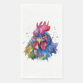 Country Rooster Chicken Waterverf Stijl Servet