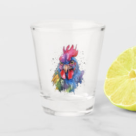 Country Rooster Chicken Waterverf Stijl Shot Glas