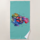 Country Rooster Chicken Waterverf Stijl Strandlaken (Voorkant)