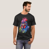 Country Rooster Chicken Waterverf Stijl T-shirt (Voorkant volledig)