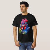 Country Rooster Chicken Waterverf Stijl T-shirt (Voorkant volledig)