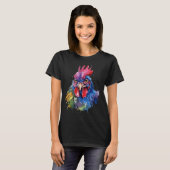 Country Rooster Chicken Waterverf Stijl T-shirt (Voorkant volledig)