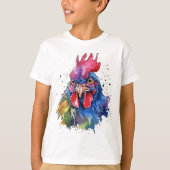 Country Rooster Chicken Waterverf Stijl T-shirt (Voorkant)