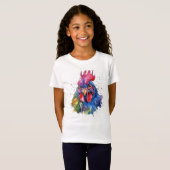 Country Rooster Chicken Waterverf Stijl T-shirt (Voorkant volledig)