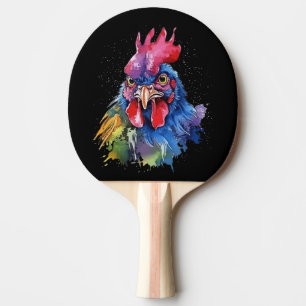 Country Rooster Chicken Waterverf Stijl Tafeltennisbatje