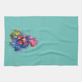 Country Rooster Chicken Waterverf Stijl Theedoek