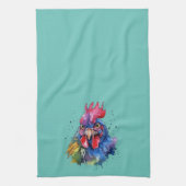 Country Rooster Chicken Waterverf Stijl Theedoek (Verticaal)