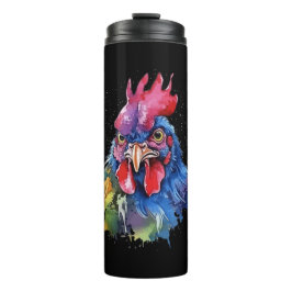 Country Rooster Chicken Waterverf Stijl Thermosbeker