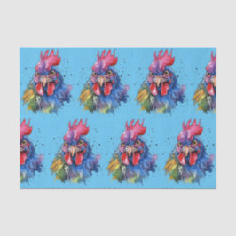 Country Rooster Chicken Waterverf Stijl Tissuepapier