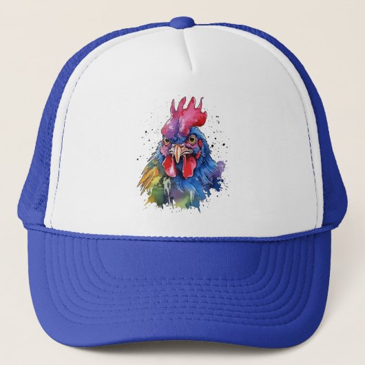 Country Rooster Chicken Waterverf Stijl Trucker Pet (Voorkant)