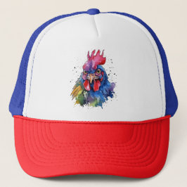 Country Rooster Chicken Waterverf Stijl Trucker Pet