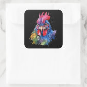 Country Rooster Chicken Waterverf Stijl Vierkante Sticker (Tas)