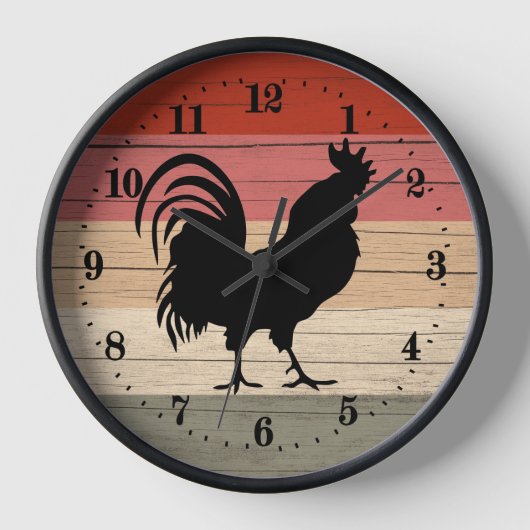 Country rooster decor Large Clock (Voorkant)