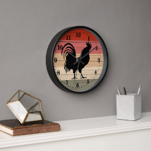 Country rooster decor Large Clock
