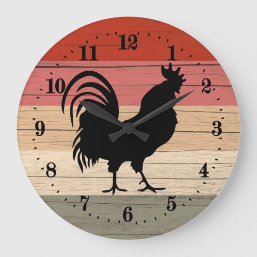 Country rooster decor Large Clock Grote Klok (Voorkant)