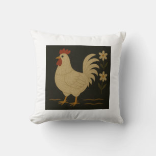 Country Rooster Folk Art Kussen