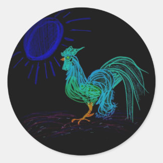 Country Rooster (zwart) Ronde Sticker