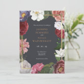 Country Rose Bloemstuk Nep Goud Folie Save the Dat Kaart (Staand voorkant)