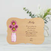 Country roze met structuur bruidsmeisje kaart in j (Staand voorkant)