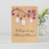 Country roze metseljars bruidsmeisje kaart (Staand voorkant)