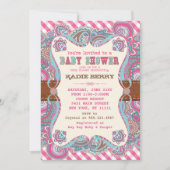 Country, Roze, Westerne babydouche uitnodigingen (Voorkant)