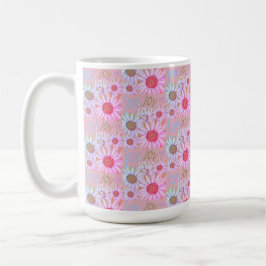 Country Roze & Wit Daisy Patroon Schilderen Koffiemok