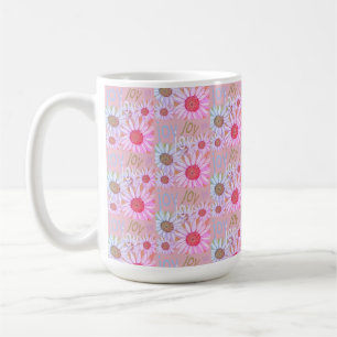 Country Roze & Wit Daisy Patroon Schilderen Koffiemok