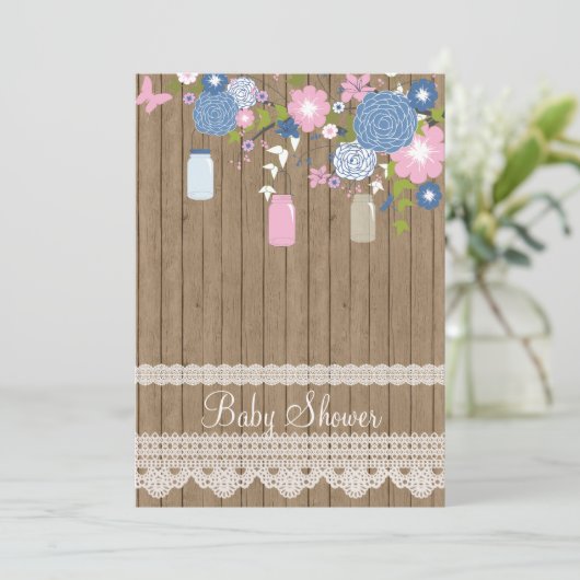 Country Rustic Baby shower Invitation Kaart (Staand voorkant)