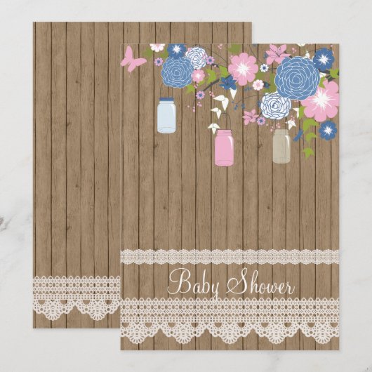 Country Rustic Baby shower Invitation Kaart (Voorkant / Achterkant)
