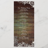 Country Rustic Barnwood Lace Wedding Programma Programmakaart (Achterkant)