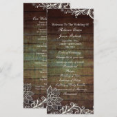 Country Rustic Barnwood Lace Wedding Programma Programmakaart (Voorkant / Achterkant)