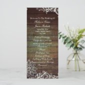Country Rustic Barnwood Lace Wedding Programma Programmakaart (Staand voorkant)