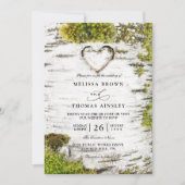 Country Rustic Birch Tree Bark QR Code Wedding Kaart (Voorkant)