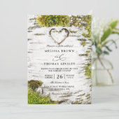Country Rustic Birch Tree Bark QR Code Wedding Kaart (Staand voorkant)