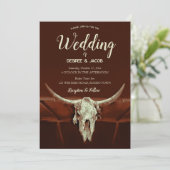 Country Rustic Bruin Western Bull Skull Kaart (Staand voorkant)