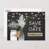 Country Rustic Chalkboard Wood Save the Date Aankondigingskaart (Voorkant / Achterkant)