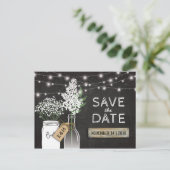 Country Rustic Chalkboard Wood Save the Date Aankondigingskaart (Staand voorkant)