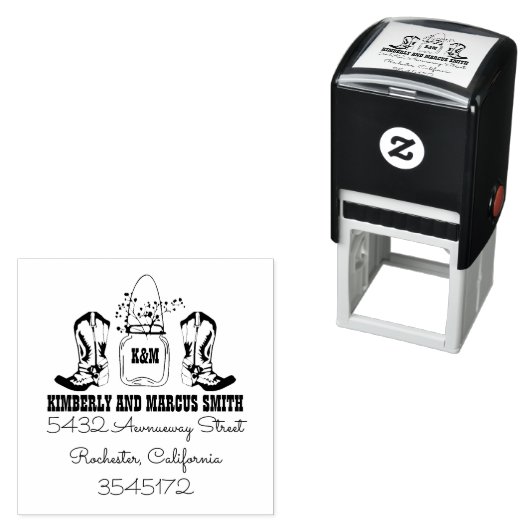 Country Rustic Cowboy laarzen Mason Jar Zelfinktende Stempel (In situ)