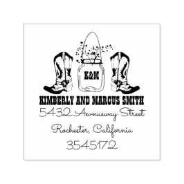 Country Rustic Cowboy laarzen Mason Jar Zelfinktende Stempel