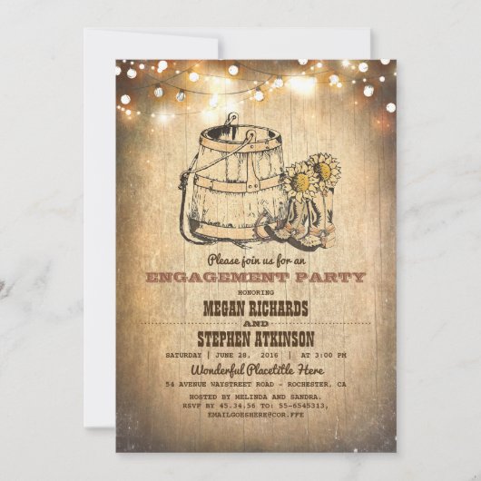 Country Rustic Cowboy laarzen verlovingsfeest Kaart (Voorkant)