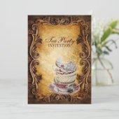 Country Rustic Cupcake vrijgezellenfeest Tea Party Kaart (Staand voorkant)