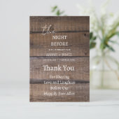 Country Rustic de avond voor bruiloft dank u Bedankkaart (Staand voorkant)