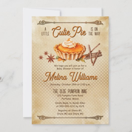 Country Rustic Een beetje Cutie Pie Baby shower Kaart (Voorkant)