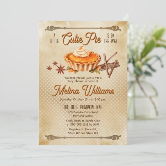 Country Rustic Een beetje Cutie Pie Baby shower Kaart (Staand voorkant)