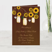 Country Rustic Gele Mason Jars Uitnodigingskaart Programma (Voorkant)