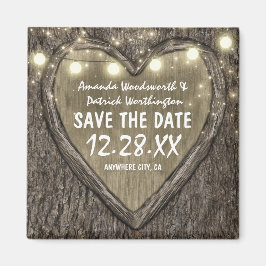Country Rustic Gesneden Eiken Boom Save the Date Magneet