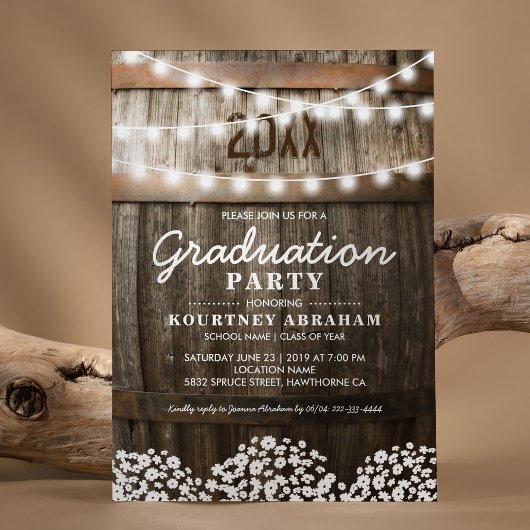 Country Rustic Graduation Party Klasse van 2025 Kaart