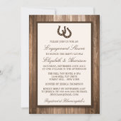 Country Rustic Hoefijzer Bruin Hout Verloving Kaart (Voorkant)