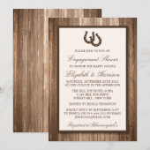 Country Rustic Hoefijzer Bruin Hout Verloving Kaart (Voorkant / Achterkant)